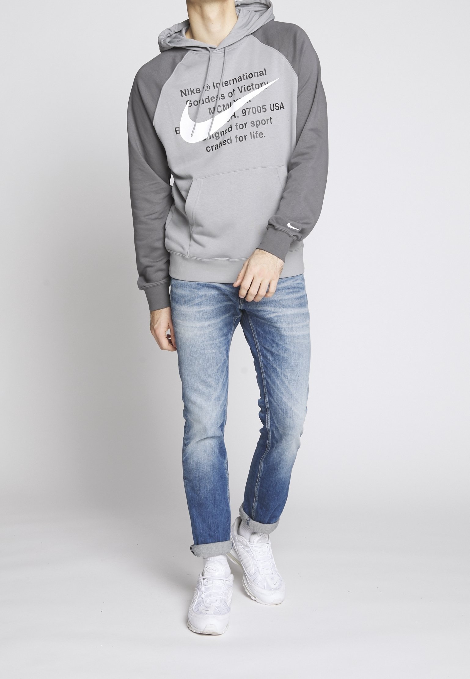 nike international hoodie grey