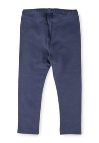 Leggings en coton bleu marine avec un waistband élastique, de coupe ajustée et sans motifs ni accessoires visibles. Texture lisse, adaptés pour une tenue décontractée.