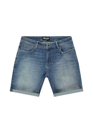 Blauwe denimshorts met omslagen, knoop en rits aan de voorkant en voor- en achterzakken, met label Cars Jeans.