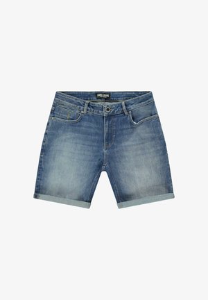 Blauwe denimshorts met omslagen, knoop en rits aan de voorkant en voor- en achterzakken, met label Cars Jeans.