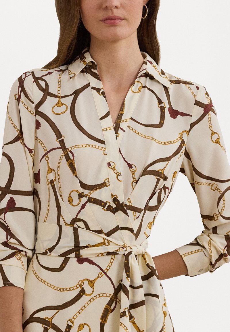Lauren Ralph Lauren ROWELLA BELTING PRINT CREPE MIDI DRESS - Day dress -  cream multi/off-white