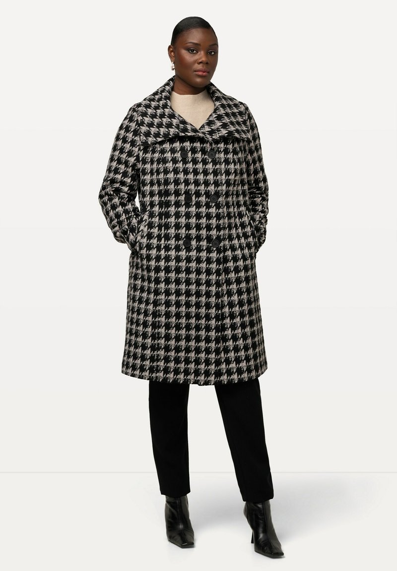 Ulla Popken PIED DE POULE - Cappotto classico - zwart