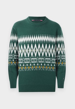 PLACED FAIRISLE BLEND CREW UNISEX - Strickpullover - ornamental green/ivory petal