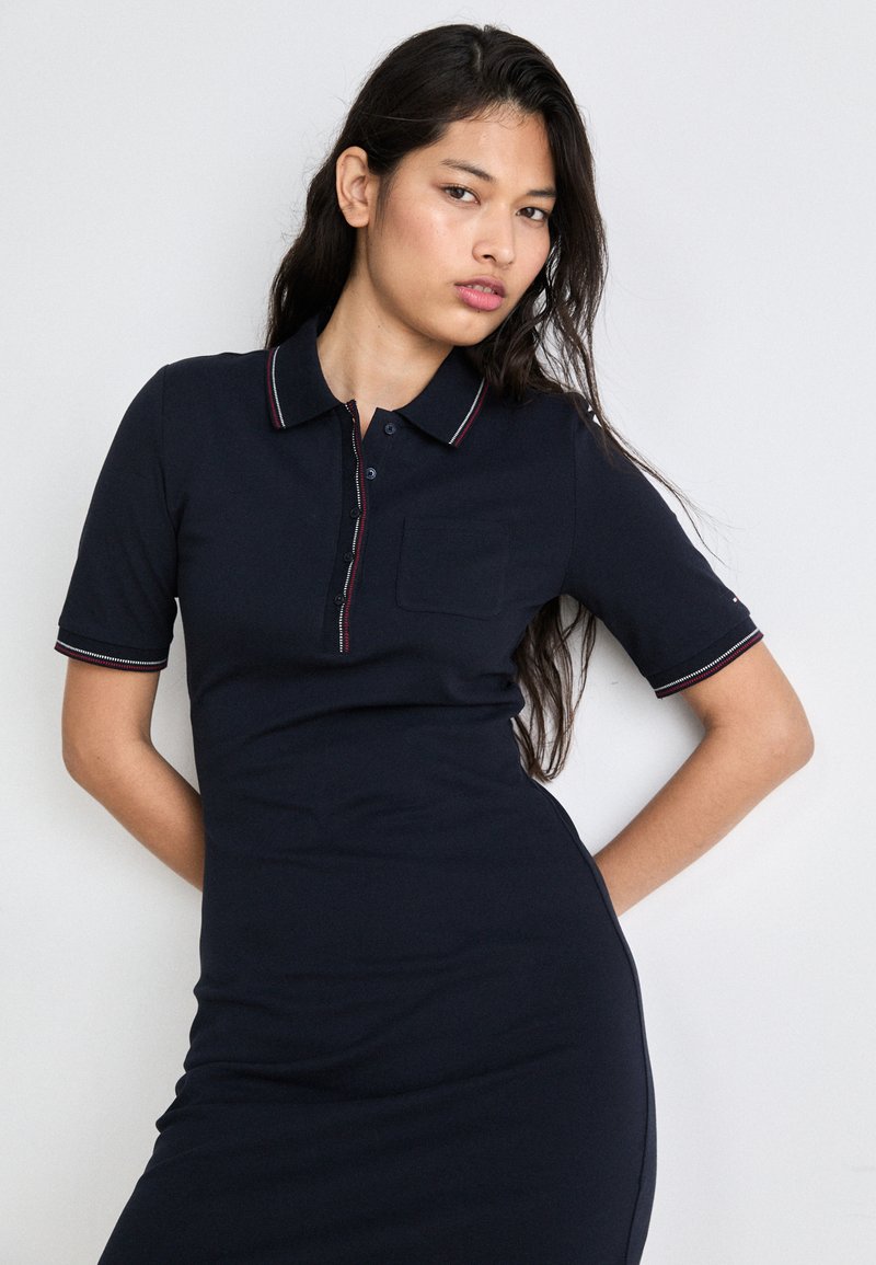 Tommy Hilfiger SLIM TIPPING POLO - Day dress - desert sky/dark blue -  Zalando.co.uk