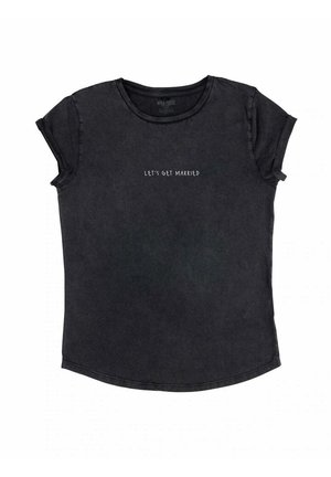 LETS GET MARRIED EMBROIDERY  ROLL UP  - T-shirt imprimé - black denim