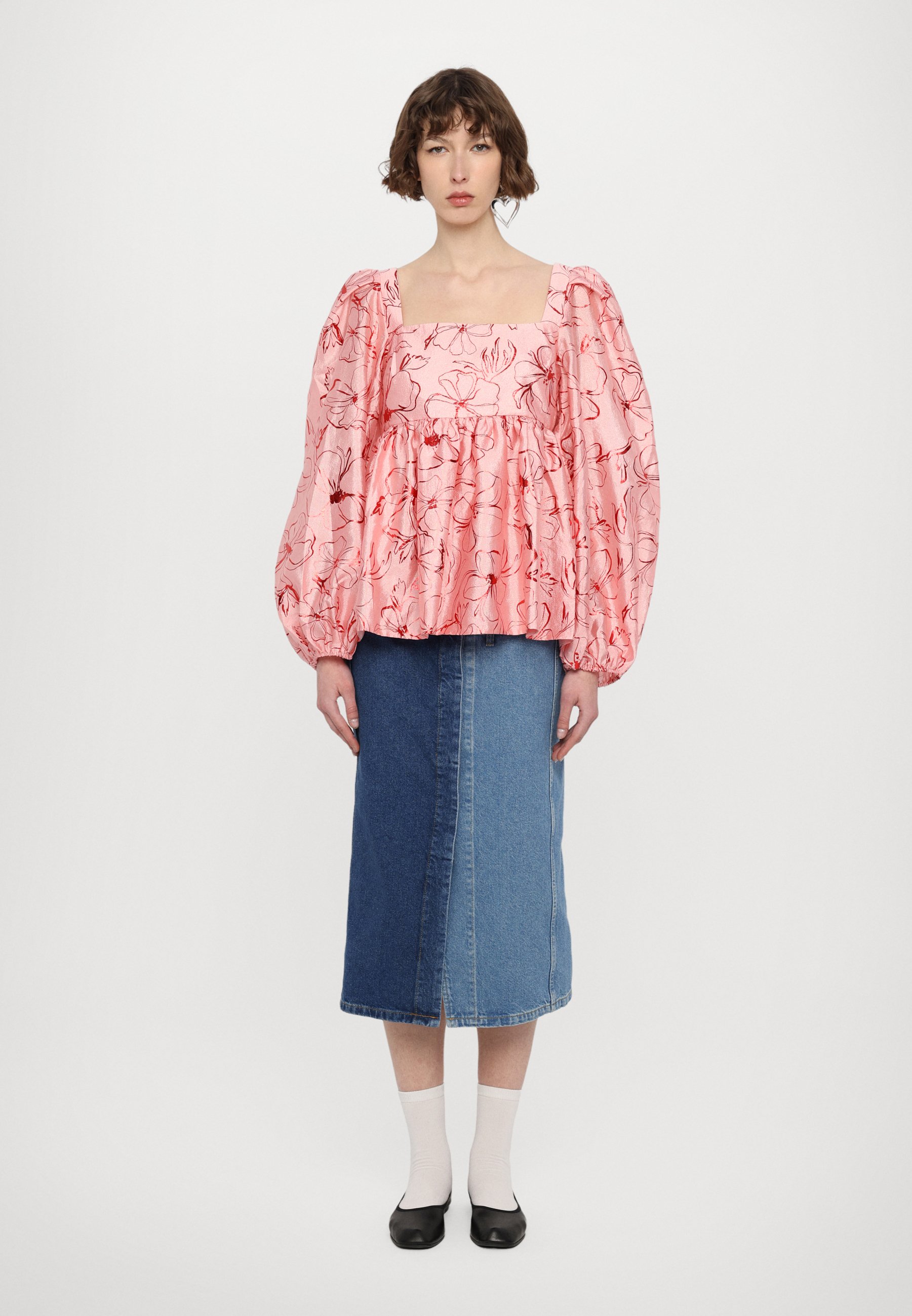 売れ筋商品|||スティーヌ・ゴヤ シャツ レディース トップス SQUARE NECK LONG SLEEVE  - Blouse - foil foliage Square Neck Long Sleeve Top - Foil Foliage - Stine Goya
