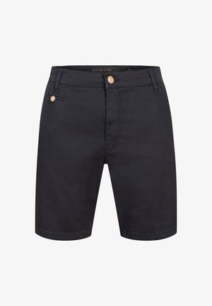 Bermudas de algodón negras con cierre de botón, bolsillos laterales y corte recto. Textura suave; sin patrones ni acentos visibles.