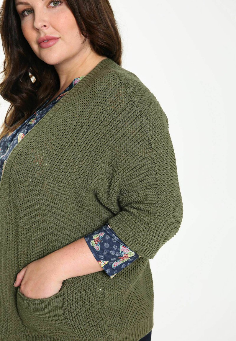 Damen Strickjacken | Paprika AJOURÉE Strickjacke khaki - IU47081 Damen Strickjacken | Paprika AJOURÉE Strickjacke khaki - IU47081
