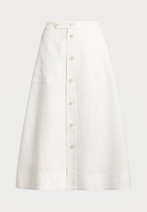 Polo Ralph Lauren BUTTONED LINEN A LINE SKIRT - A-Linien-Rock - nevis