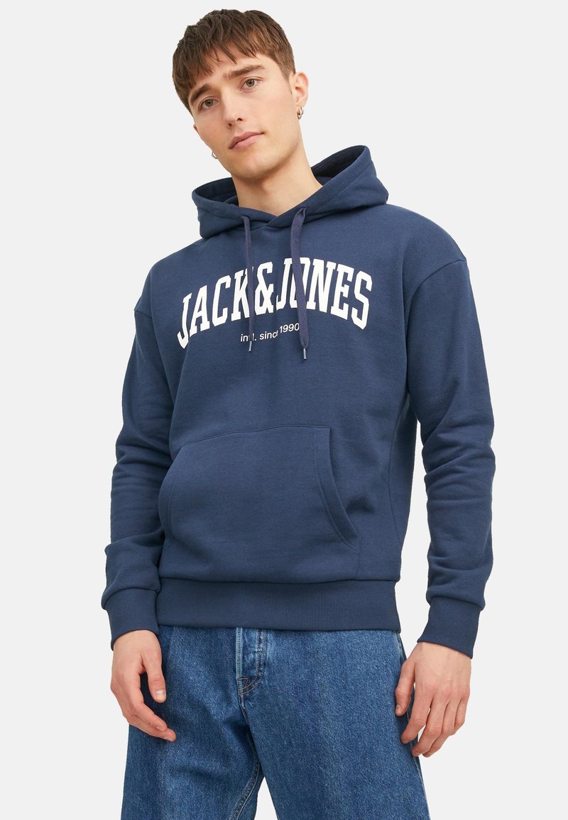 Jack & Jones - JOSH MIT TUNNELZUG, KÄNGURUTASCHE UND LABEL-PRINT - Huppari - dunkelblau, Suurenna