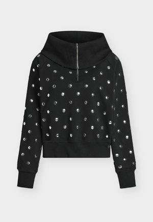KARL LAGERFELD, HALF ZIP UP SWEATSHIRT - Sweatshirt - black