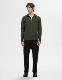 Selected Homme SLHDANE STRUCTURE HALF ZIP - Strikkegenser - forest night
