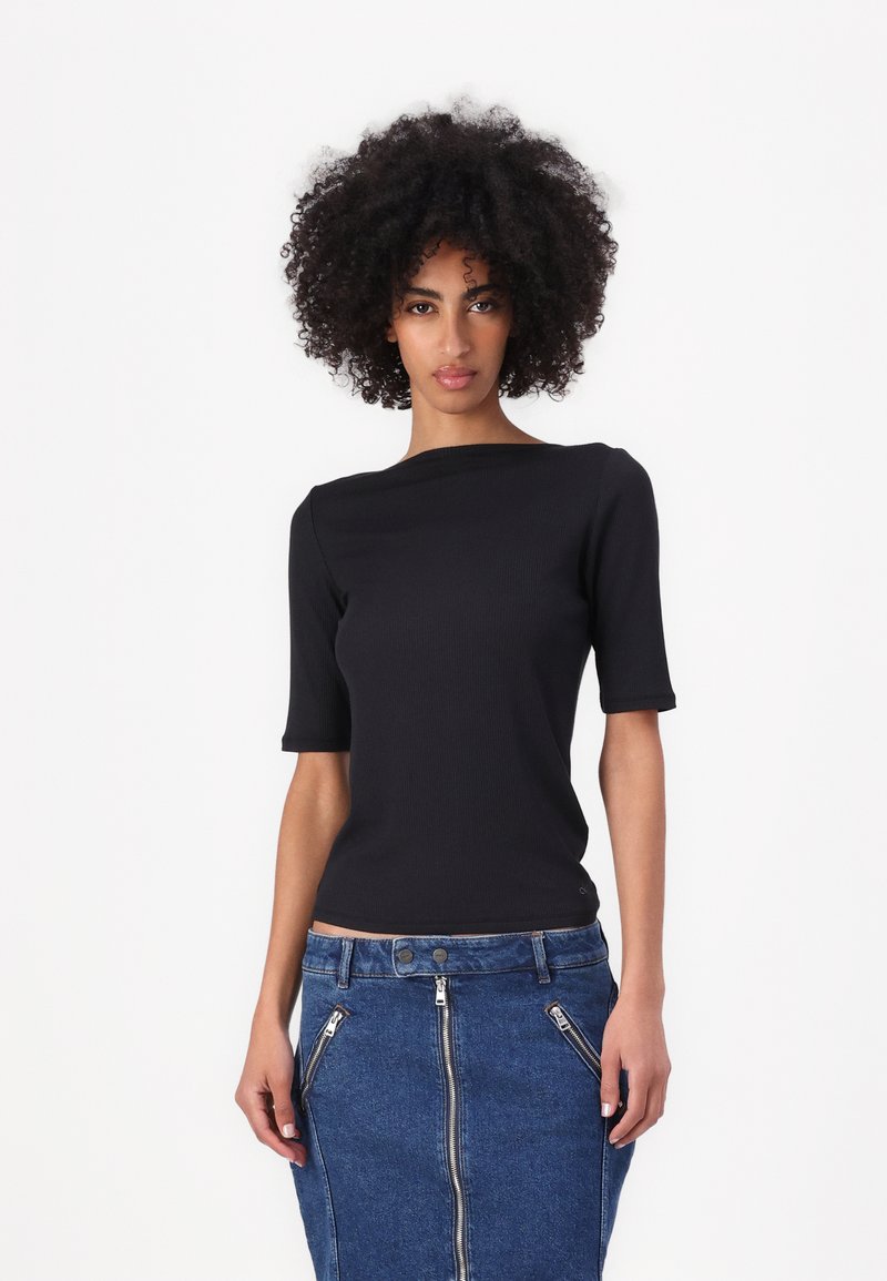 Calvin Klein SCOOP BACK - Osnovna majica kratkih rukava - black