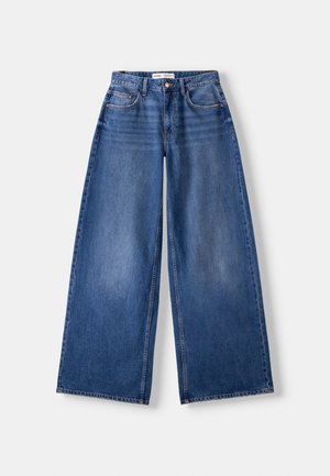 Bershka WIDE-LEG - Wide leg - dark blue