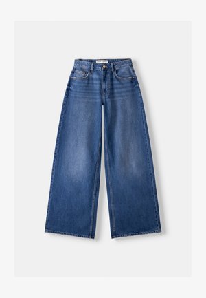 Bershka WIDE-LEG - Wide leg - dark blue