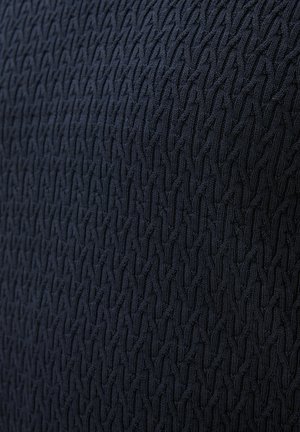 Textured dark navy fabric with a raised, interwoven pattern. The material appears smooth with a slight stretch, ideal for clothing applications.
