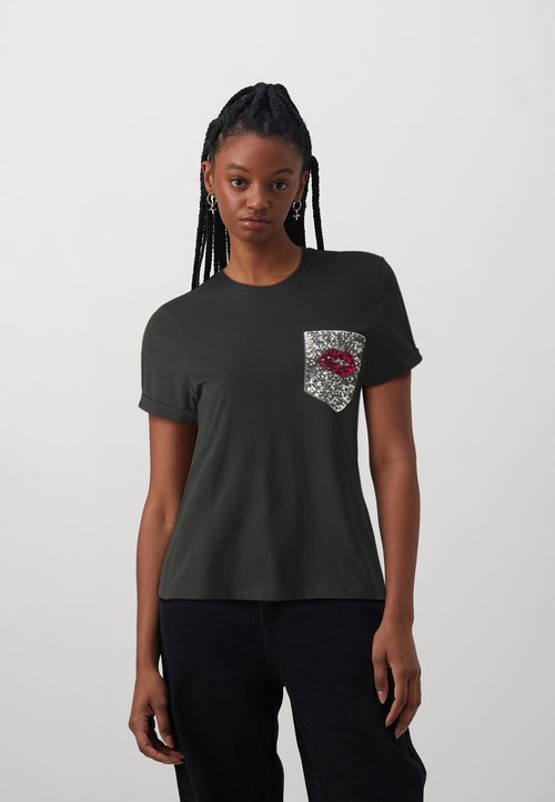ONLY dam T-shirt ONLLIVINA - Rosy Touch Cloud dancer raspberry emb ches
