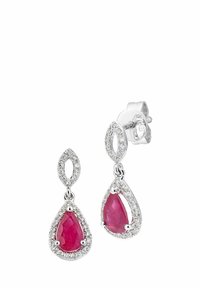 DIAMANT L'ÉTERNEL RUBY AND DIAMOND OVAL DANGLE - Pendientes - white gold