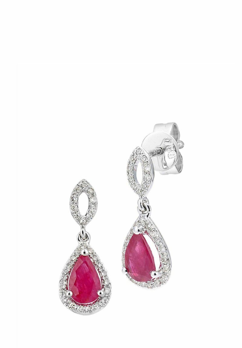 DIAMANT L'ÉTERNEL RUBY AND DIAMOND OVAL DANGLE - Pendientes - white gold