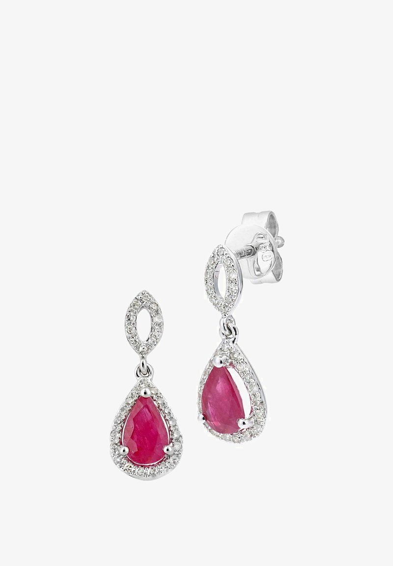 DIAMANT L'ÉTERNEL RUBY AND DIAMOND OVAL DANGLE - Ohrringe - white gold