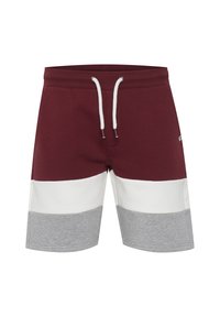 Bordeaux- og grå stribede shorts med hvide detaljer, elastisk talje og snor. Fremstillet af blødt bomuldsstof.