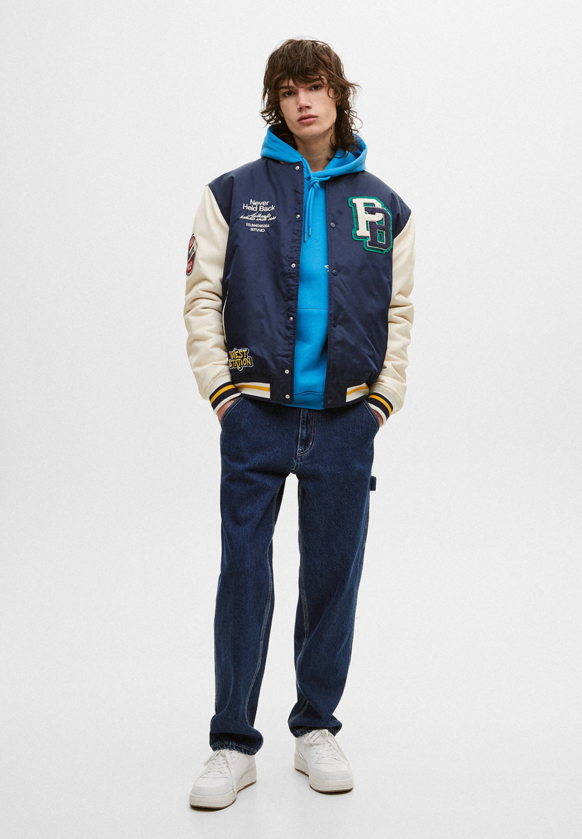 PULL\u0026BEAR WITH CONTRAST SLEEVES - Giubbotto Bomber - dark blue/blu scuro -  Zalando.it