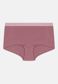 Culotte hipster en mélange de coton de couleur rose doux avec une ceinture élastique rose clair et des coutures plates pour une finition lisse.
