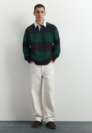 PULL&BEAR, STRIPED LONG SLEEVE WITH EMBROIDERY - POLO SHIRT - Polo shirt - dark green