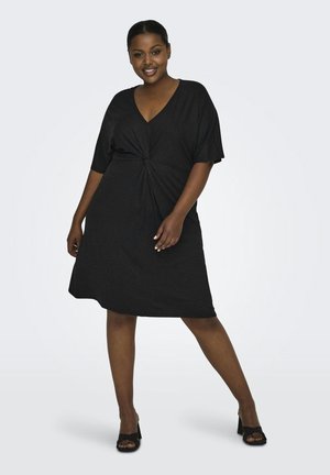CARPILI S/S V-NECK JRS - Kjole - dark grey melange