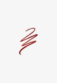 Red lip liner swatches, featuring three curved lines with varying opacity and thickness, on a white background.