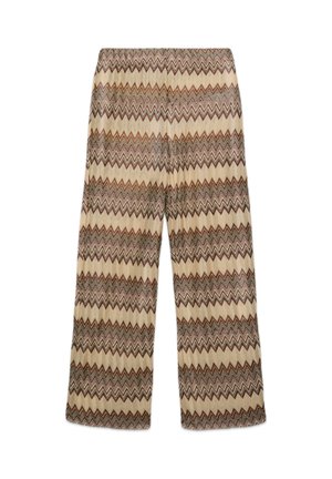 Terranova, PANTALONI WIDE LEG IN MAGLIA CHEVRON EFFETTO LUCCICANTE - Pantaloni - var cacao