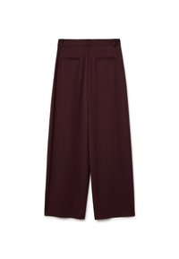 Weinrote, weitgeschnittene Hose aus glattem Stoff, mit zwei Gesäßtaschen und einem körpernahen Bund für einen maßgeschneiderten Look.