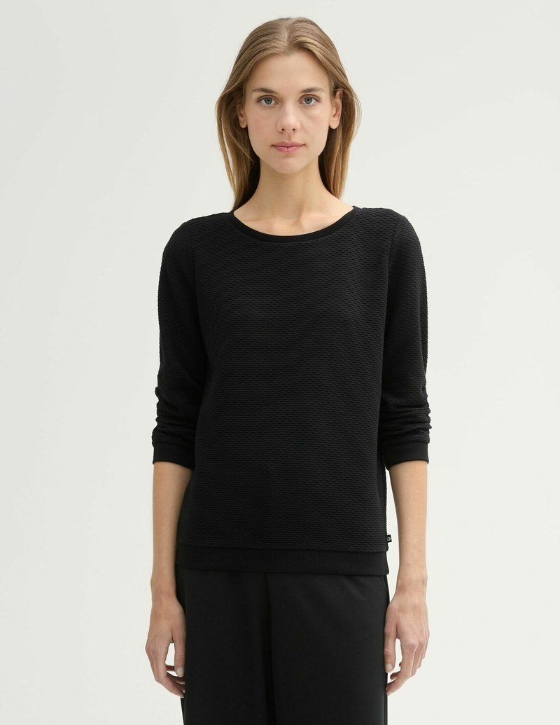 TOM TAILOR DENIM STRUCTURED - Sweater - deep black