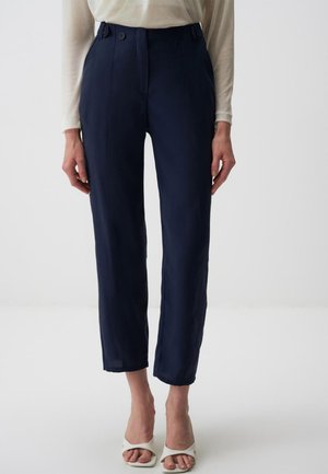 HIGH WAIST BUTTON DETAILED - Pantaloni - dark blue