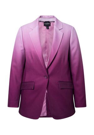 Blazer i en gradient fra lys til mørk lilla, med en enkelt knaplukning, spidse revers og to forlommer. Glat stof.