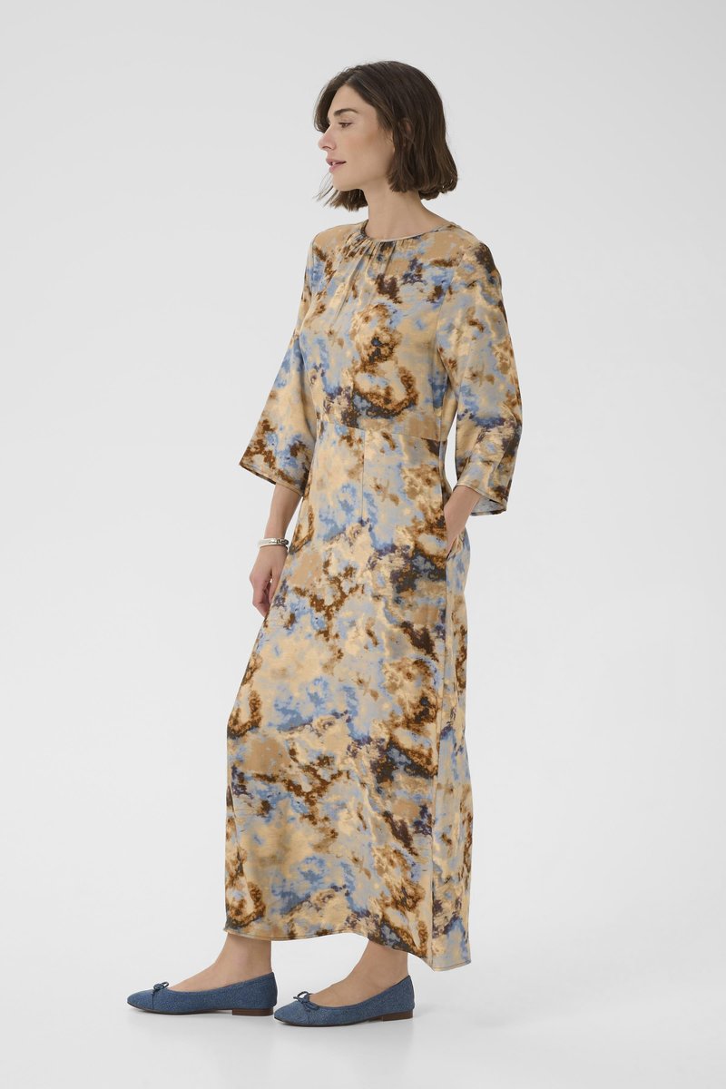 Culture CUHIZZY GREECE LONG DRESS - Maxi dress - brown blue  splash/multi-coloured - Zalando.ie