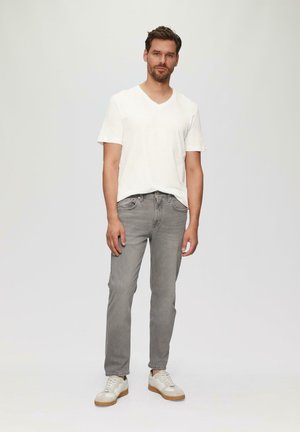 MET V-HALS EN SLUBSTRUCTUUR - T-Shirt basic - weiß