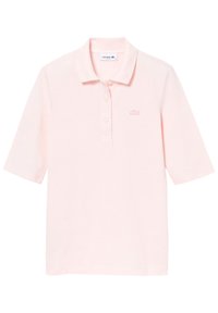 Polo tričko v světle růžové barvě, krátké rukávy, vyrobené z bavlny, s dvouknoflíkovým zapínáním a vyšitým logem na hrudi.