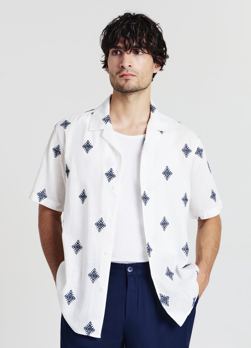 Calliope RICAMATA - Camicia - var bianco lana