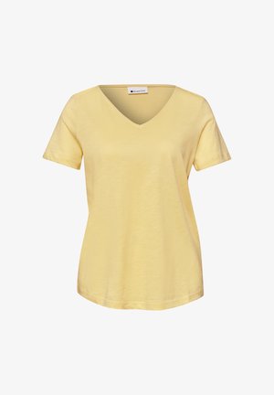Street One, BASIC T-SHIRT MIT V-NECK IN UNIFARBE - Camiseta básica - soft yellow