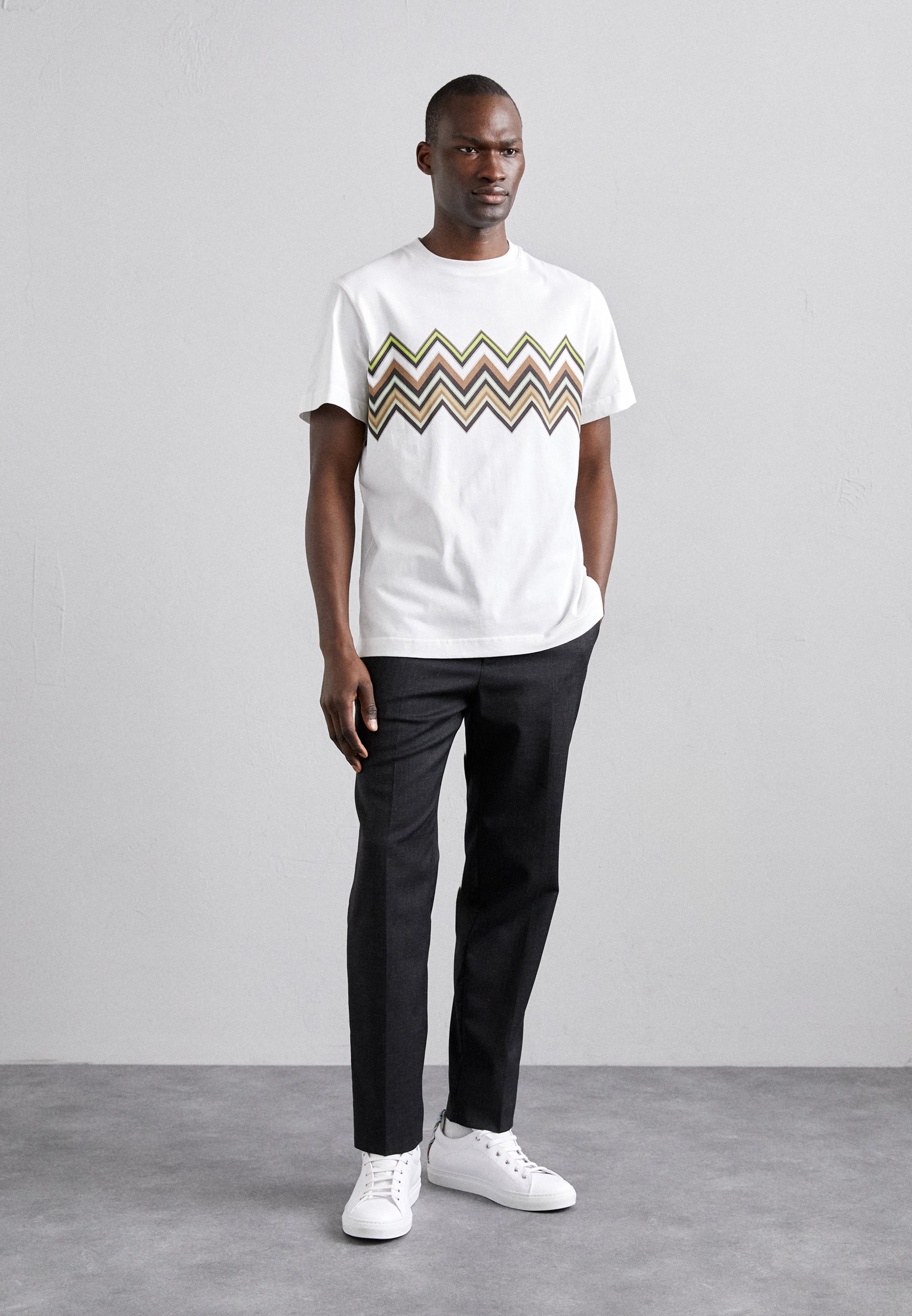 Missoni SHORT SLEEVE - Print T-shirt - white/green/brown