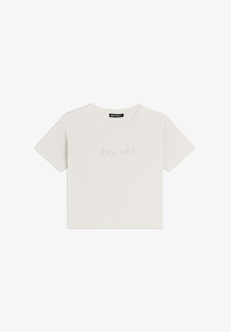 Freddy CROPPED GIROCOLLO COMFORT CON RICAMO - T-shirt con stampa - blanc de blanc