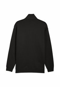 Felpa nera con colletto alto, maniche lunghe e vestibilità comoda. Realizzata in un tessuto morbido e strutturato, senza chiusure o motivi visibili.
