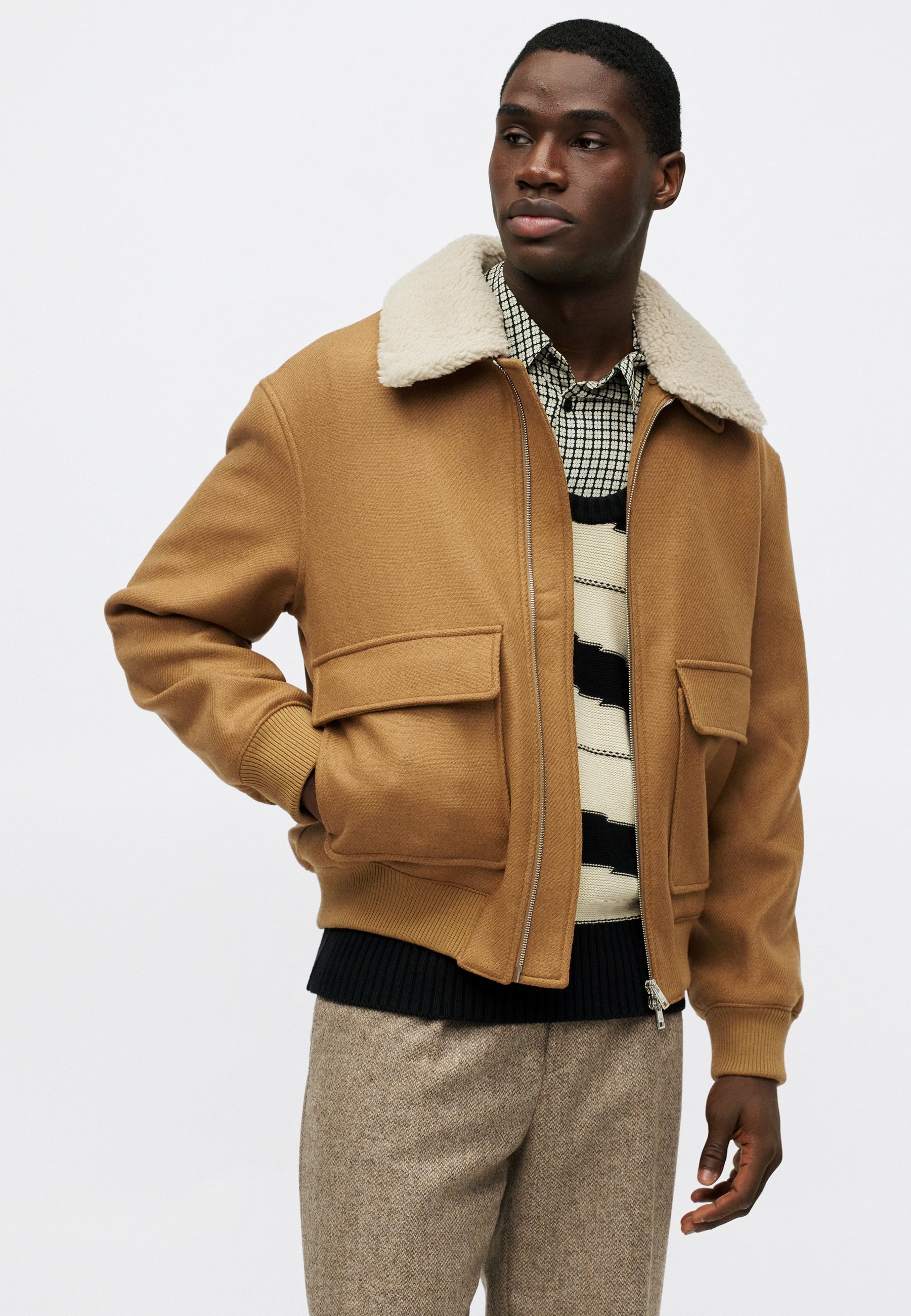 Maison Kitsuné JACKET - Bomber Jacket - ginger brown/camel - Zalando