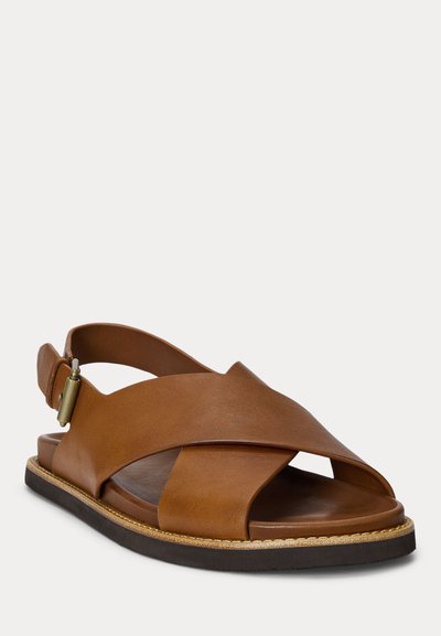 Polo Ralph Lauren ZANE LEATHER SANDAL - Sandaalit nilkkaremmillä - tan