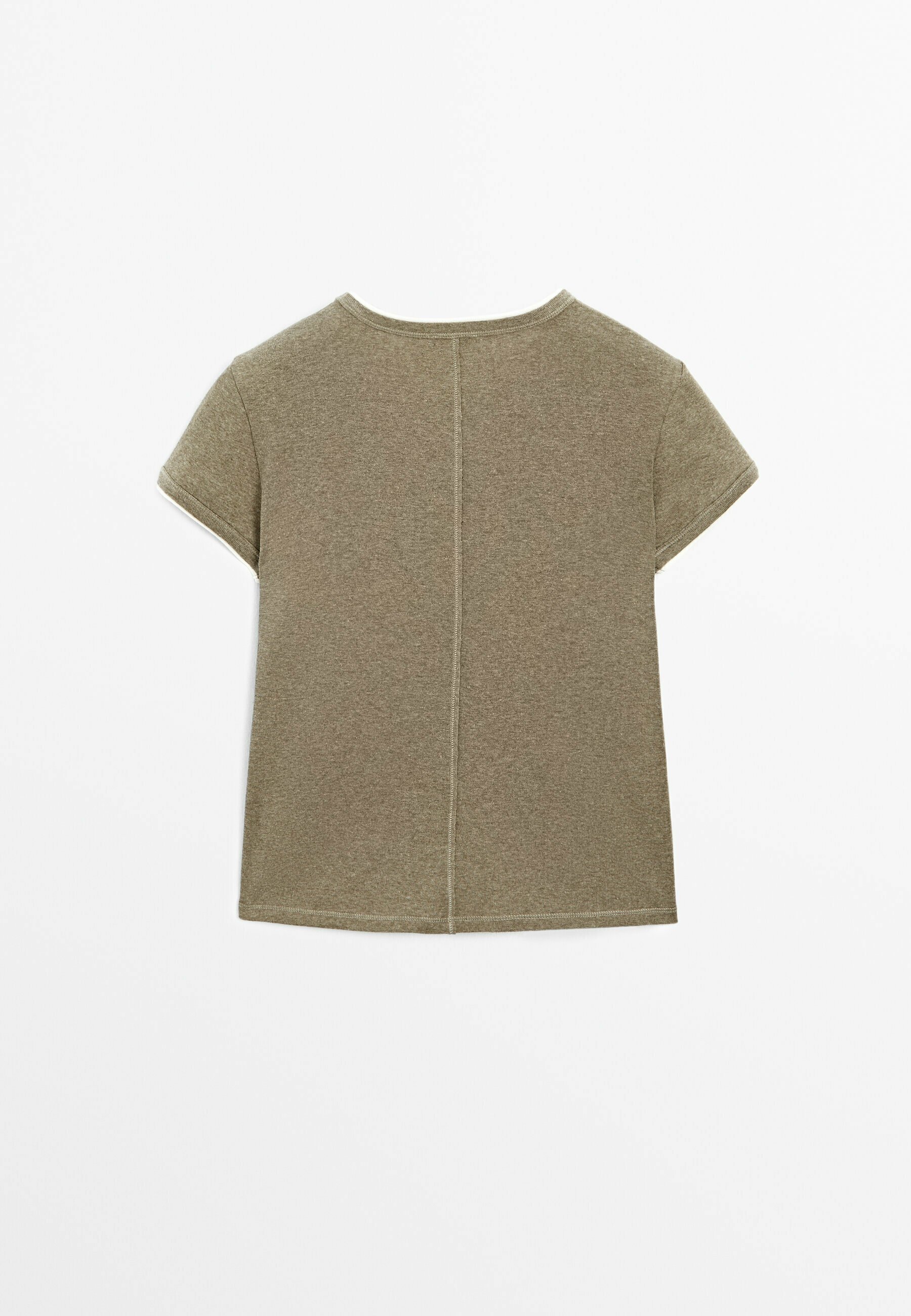 ★ Massimo Dutti★ Short sleeve T-shirt with contrast stitc Short-sleeve T-shirt with contrast topstitching · Indigo