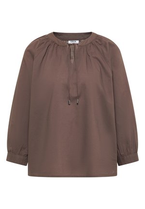 Cecil, 3/4-ARM BLUSE MIT SPLIT NECK IN UNIFARBE - Bluse - urban taupe