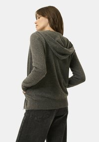 Just Cashmere FULL ZIP WITH HOOD - Cardigan - mottled anthracite