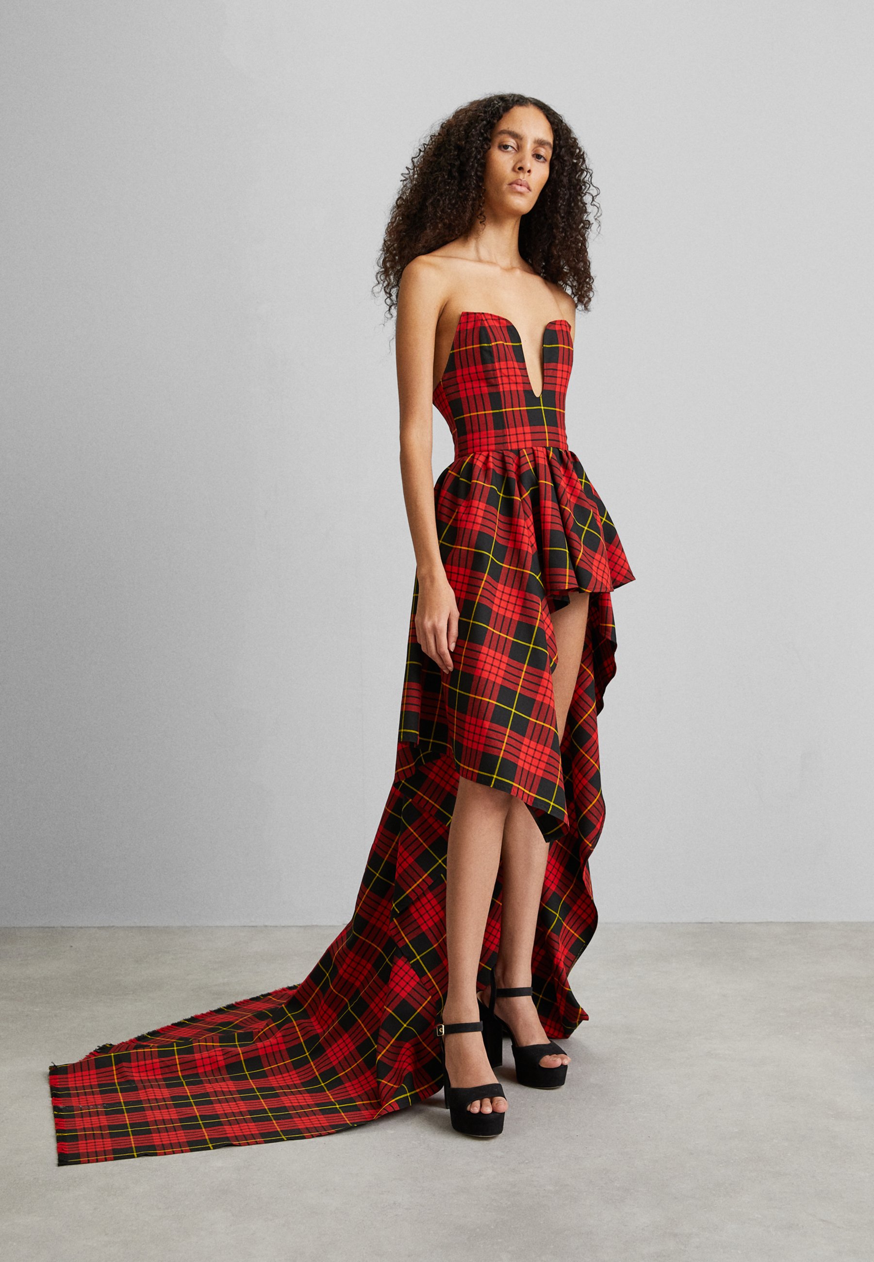 black plaid dress