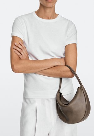 Massimo Dutti, MINI NAPPA LEATHER SLOUCH BAG - Handbag - khaki